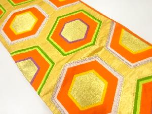 アンティーク　亀甲模様織出し袋帯（着用可）